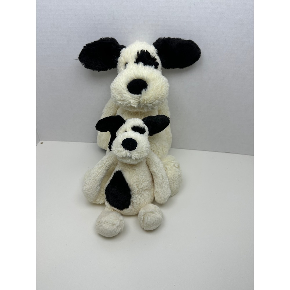 Jellycat Bashful Black and White Spotted Puppy Dog Plush Set of 2